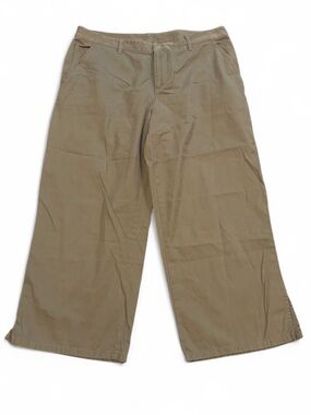 DKNY Wide-Leg Cotton Chinos in Olive/ Khaki Sie 14